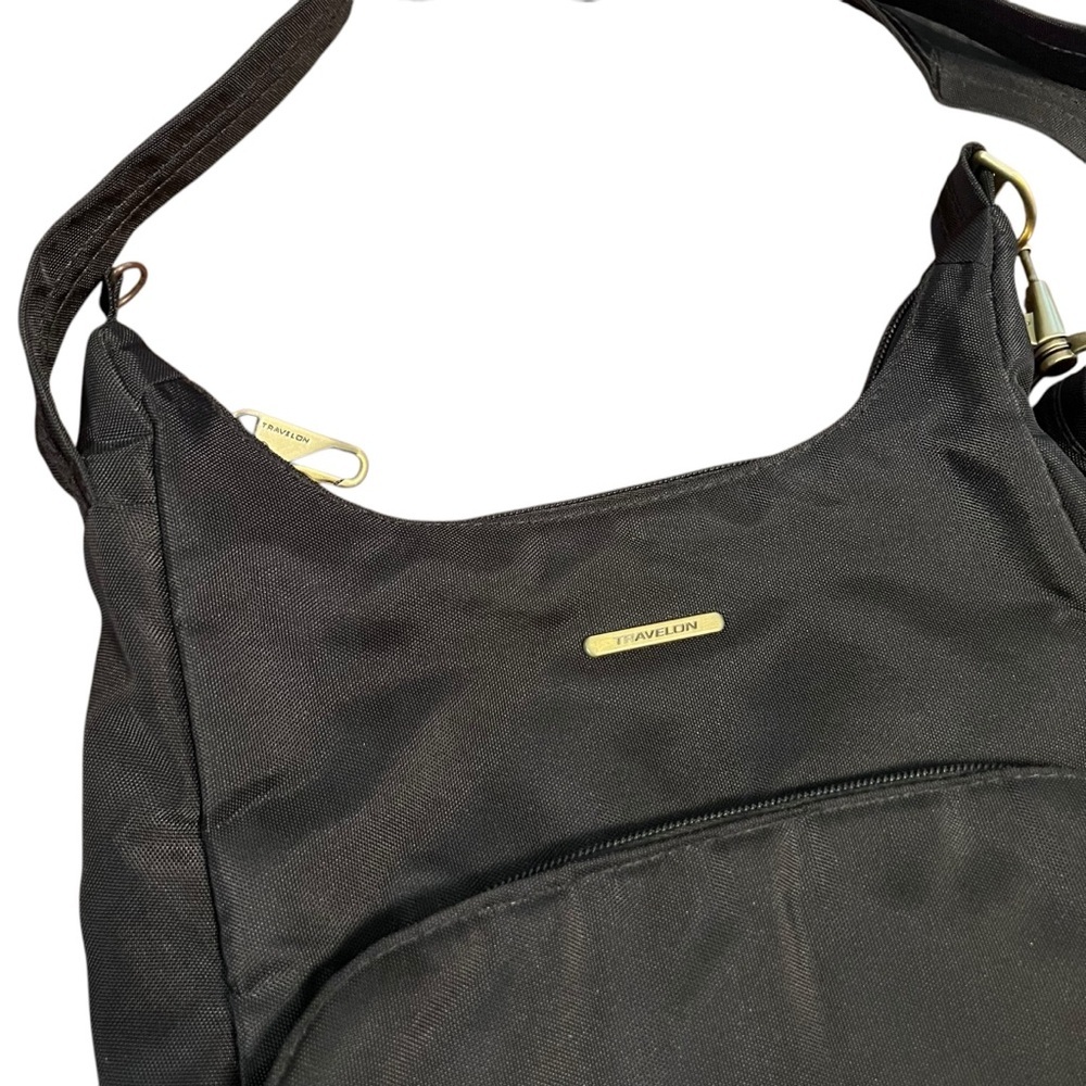 Travelon Black Anti-Theft Crossbody Bag RFID Security Organizer Pockets - Picture 2 of 6